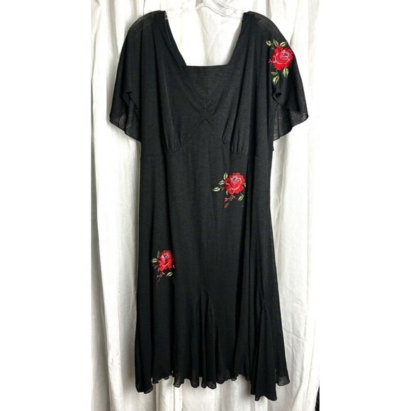 VTG‎ Frederick's of Hollywood Spanish Rose Dress 1X Midi Embroidered Layered EUC - Picture 1 of 12